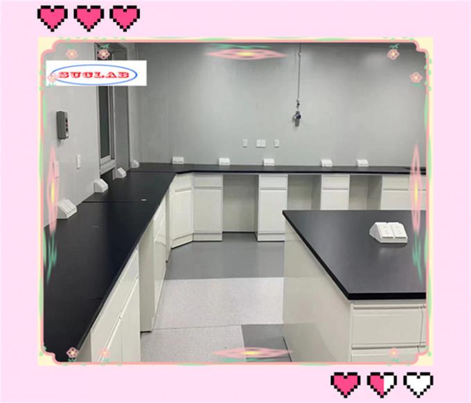 Caixa de aço Química Banco de laboratório Móveis de laboratório com plataforma de trabalho fenólico 150cm X 75cm X 90cm 0