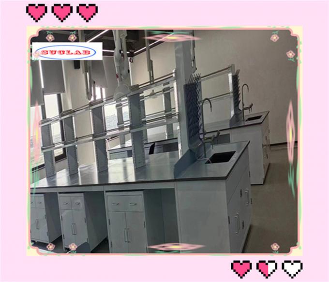 Caixa de aço Química Banco de laboratório Móveis de laboratório com plataforma de trabalho fenólico 150cm X 75cm X 90cm 1