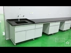 Bancada de trabalho de laboratório de química durável Estação de trabalho de laboratório de química com superfície de trabalho laminada resistente a produtos químicos