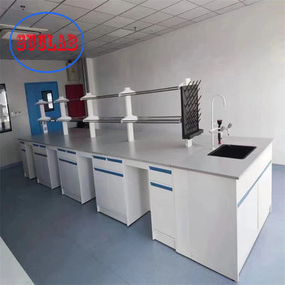 Bom preço Bancos de laboratório de química Fabricantes de móveis de laboratório Reagentes Racks de aço laminado a frio Bancos de laboratório de aço com prateleira de vidro ajustável on-line