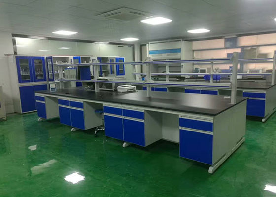 Bom preço Mobília de madeira química do laboratório, banco da ilha do laboratório com prateleira do reagente on-line
