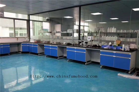 Bom preço Mobília química do laboratório do punho da liga de alumínio, mobília de madeira fenólico do laboratório de 3000 milímetros do comprimento azul on-line