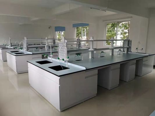 Bom preço Bancos de trabalho resistentes do laboratório das mobílias do laboratório de química do tamanho padrão do melhor alcaloide do preço com prateleiras on-line