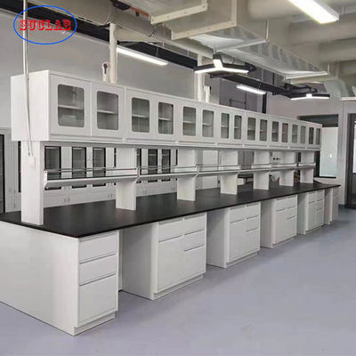 Bom preço Bancada material de aço completa do laboratório da resistência de corrosão da promoção boa com gavetas e portas on-line