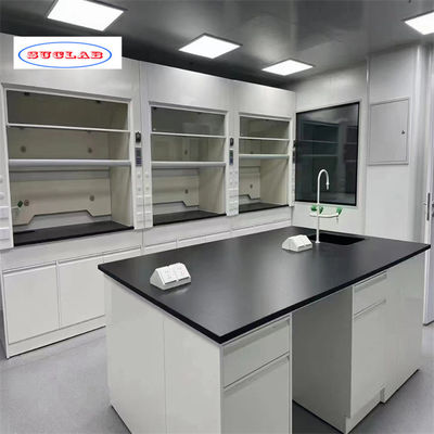 Bom preço Banco de laboratório de química azul com 2 armários e 2 buracos para experimentos de laboratório on-line