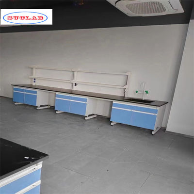 Bom preço Bancada de trabalho de laboratório de química azul com prateleiras ajustáveis - Número de prateleiras conforme desenho on-line