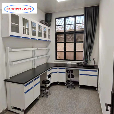 Bom preço Como desenho laboratório de química banco de trabalho com número de buracos compartimentos e prateleiras on-line