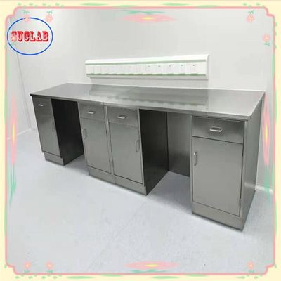 Bom preço Finish e estilo de prata banco de laboratório com gabinete de aço inoxidável on-line