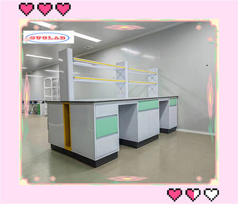 Bom preço Laboratório de Química de Madeira Banco de mobiliário de laboratório e capota de fumaça com gavetas de armazenamento integradas para organização on-line