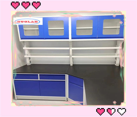 Bom preço Banco de laboratório de química de aço laminado a frio para quadro de governo com prateleira de vidro ajustável on-line