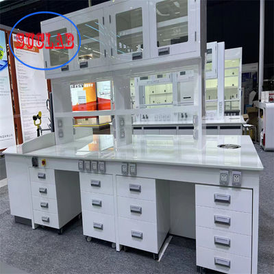 Bom preço Banco de laboratório de química de cores personalizadas com gabinete de base de aço on-line