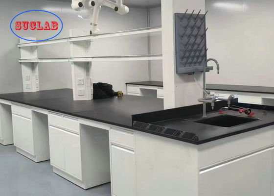 Bom preço Tabela de instrumentos de laboratório branco com balcão de resina fenólica preta no laboratório de química on-line