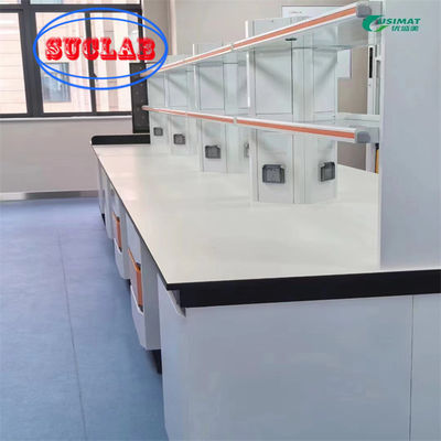 Bom preço Design de móveis de laboratório de química da escola polida com armazenamento de cores personalizáveis e recursos de segurança on-line