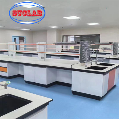 Bom preço Fabricas de bancos de laboratório de química moderna com cores personalizáveis Materiais de prateleira de vidro ajustáveis on-line