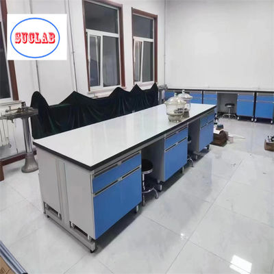 Bom preço Banco de trabalho de laboratório de química de segurança Banco de trabalho de laboratório de madeira com mesa de trabalho de resina fenólica Armários múltiplos e estrutura de aço on-line