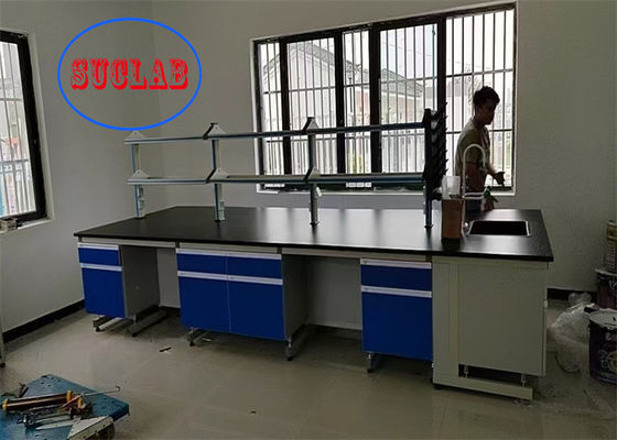 Bom preço Resistente a produtos químicos Química Laboratório Bancos de trabalho de laboratório Bancos de trabalho com armários múltiplos on-line