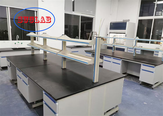 Bom preço Laboratório de Química Bancada de Trabalho Estação de Trabalho de Laboratório Com Laminado Resistente a Produtos Químicos E Estrutura de Aço C Resistente ao Fogo on-line
