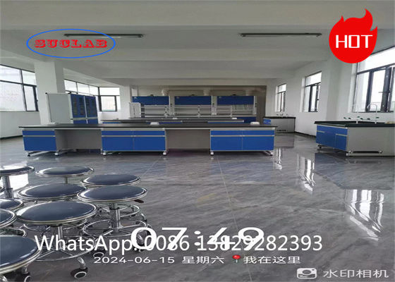 Bom preço Laminado resistente a produtos químicos Química Laboratório Bancos de trabalho Mobiliário de laboratório com armazenamento e armazenamento amplo on-line