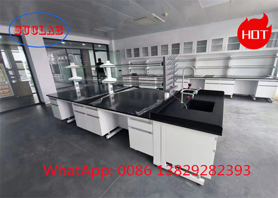Bom preço Quadro robusto em C Laboratório de Química Bancada de trabalho Mobiliário de laboratório de madeira com superfície de trabalho laminada resistente a produtos químicos on-line