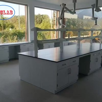 Bom preço Full Steel Chemical Laboratory Workbench with 175° Buffer Hinge and Trespa Counter Tops on-line